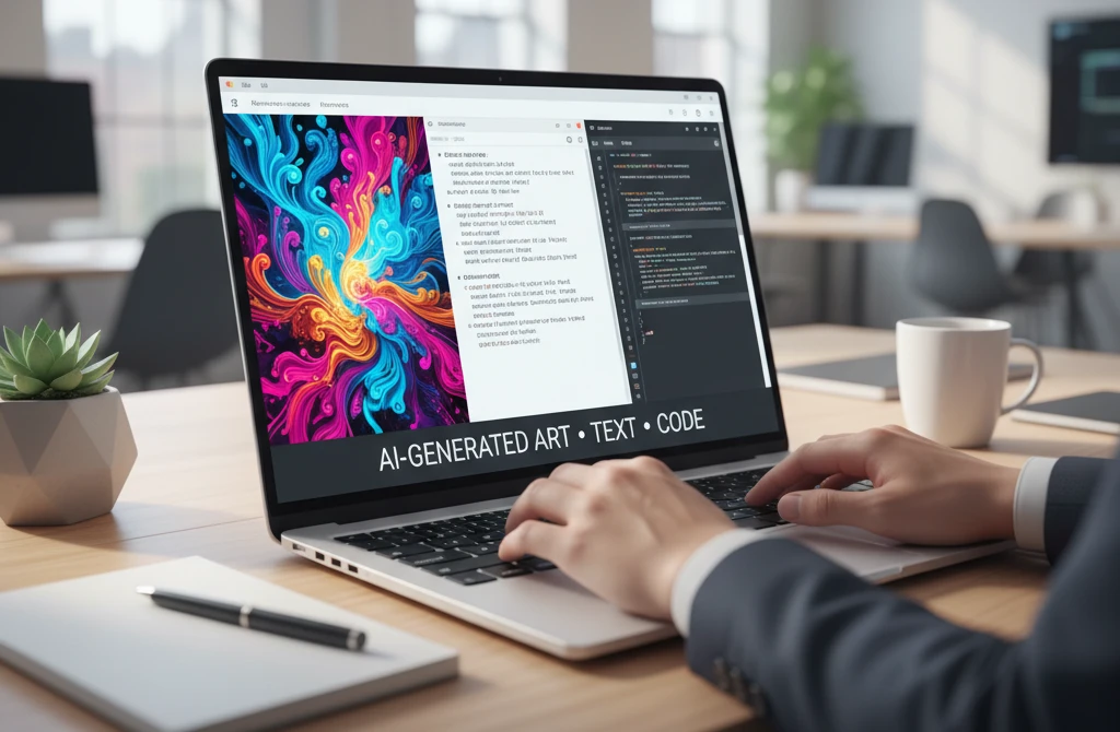 Generative AI creating digital content and designs.