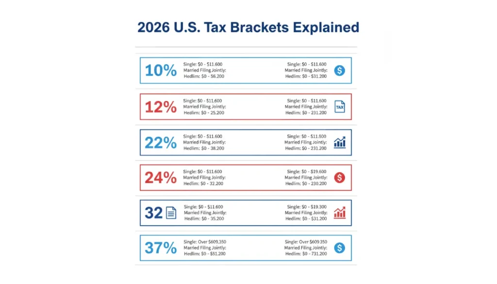 Federal income tax brackets for 2026 comparison chart
