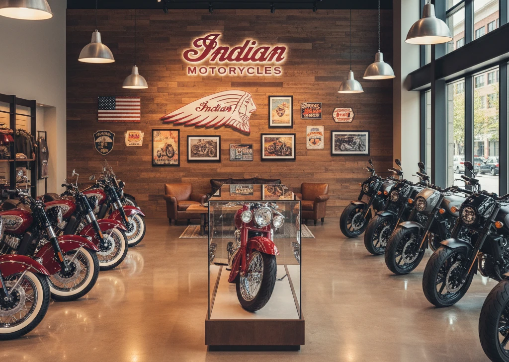 Indian Motorcycles showroom display in the US