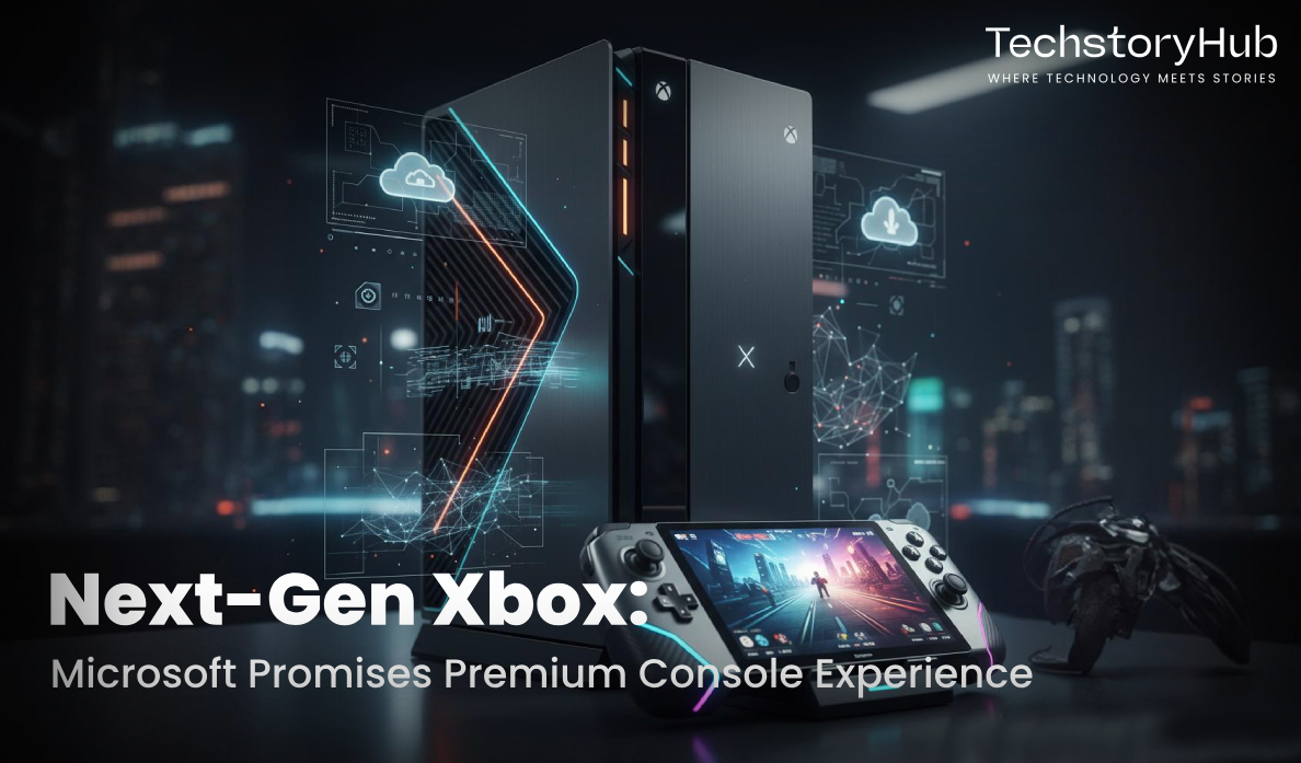 Next-Gen Xbox premium console and high-end handheld gaming device design render.