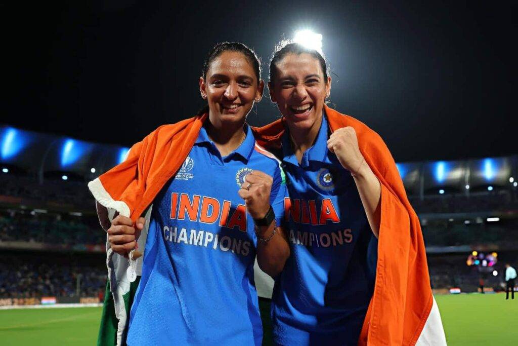Smriti Mandhana and Harmanpreet Kaur after ICC Women’s World Cup 2025 win