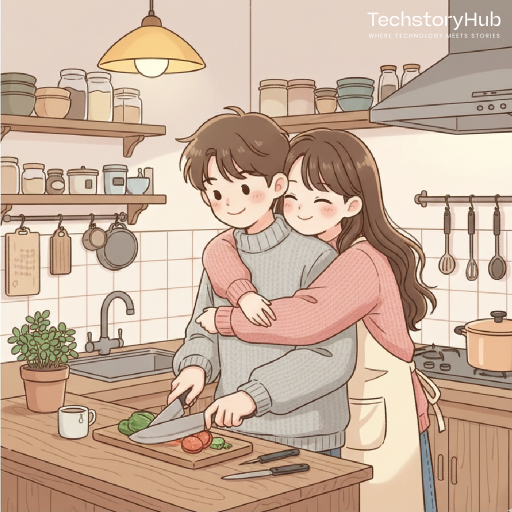 Cooking Together in Cute Kitchen – Playful Scene