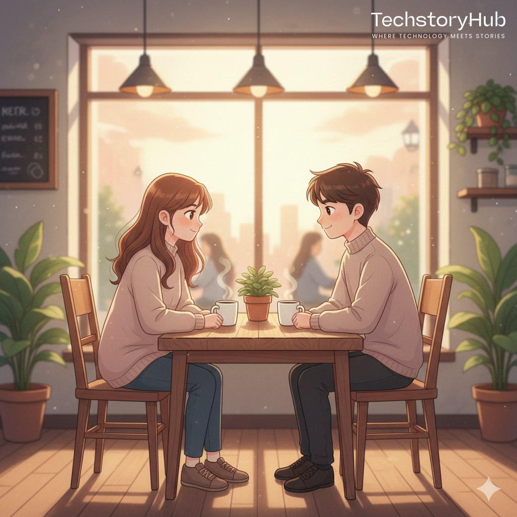 Cute Café Date by the Window – Warm Light
