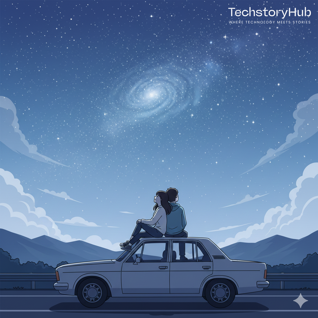 Stargazing on Car Rooftop – Night Romance